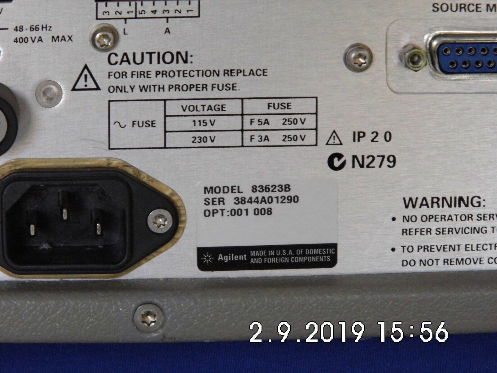 Agilent HP 83623B w/001/008 High Power Synthesized Sweeper- exp. Keysight Cal. Agilent HP 83623B w/001/008 High Power Synthesized Sweeper- exp. Keysight Cal.